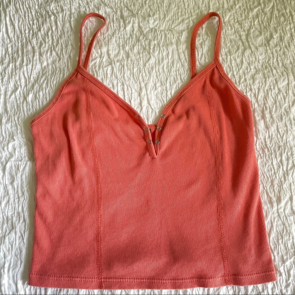 Topshop Pink Crop Tank Top w Buttons